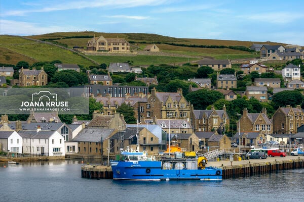 The old town of Stromness with its ferry terminal in Orkney, Scotland.