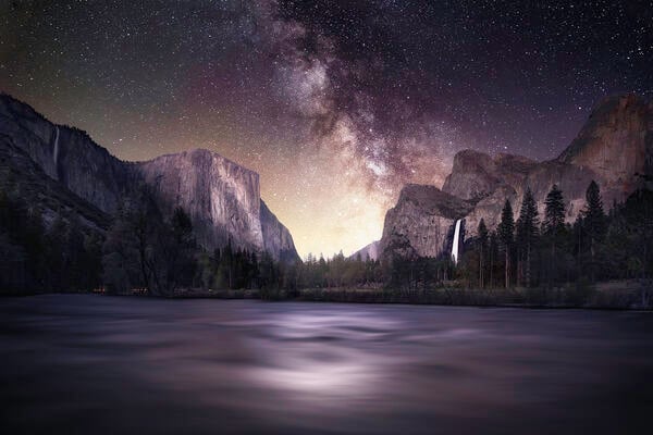 The Milky Way over Yosemite Valley