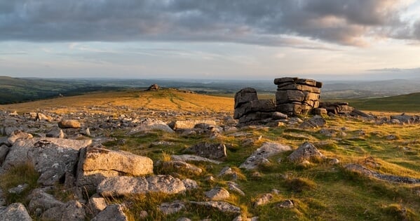 One of the smaller stacks on a summer sunset looking south to Vixen Tor.