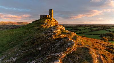 Brent Tor looking south on an Autumnal sunset.