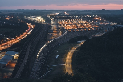 Picture of Channel Tunnel terminal from Castle Hill - Channel Tunnel terminal from Castle Hill
