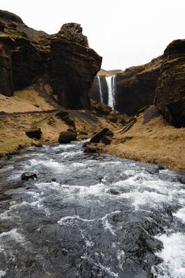 images of Iceland - Kvernufoss - Walk Behind The Waterfall.