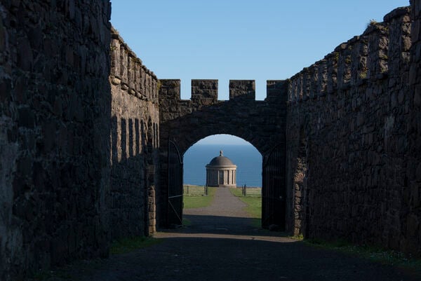 View of Mussenden Temple from inside Downhill Demesne