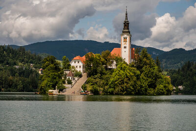 photos of Slovenia - Lake Bled Island Front View