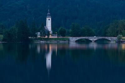 pictures of Lakes Bled & Bohinj - Bohinj church view